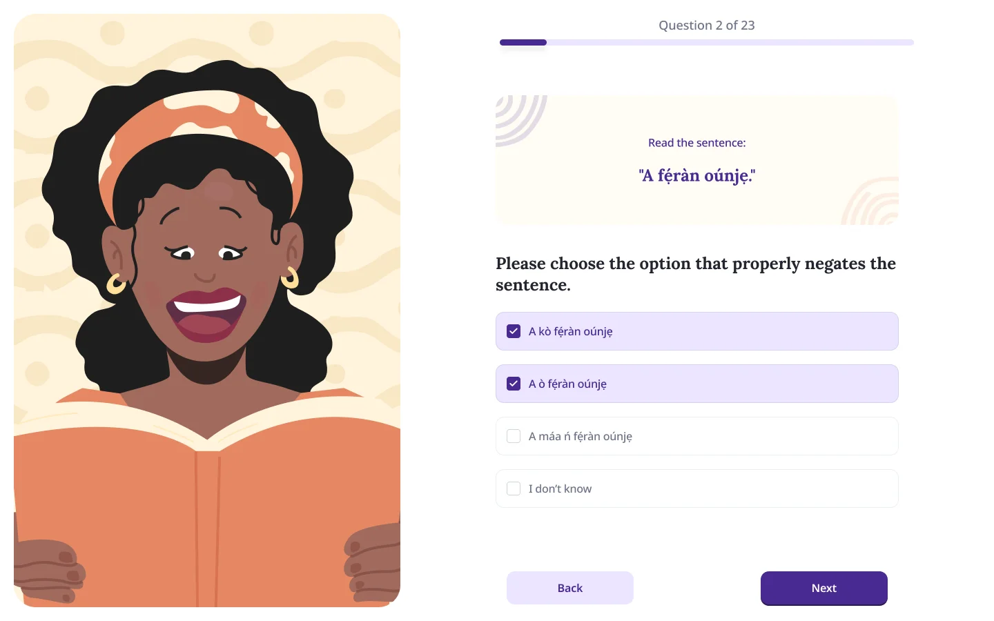 Yoruba Negation Quiz